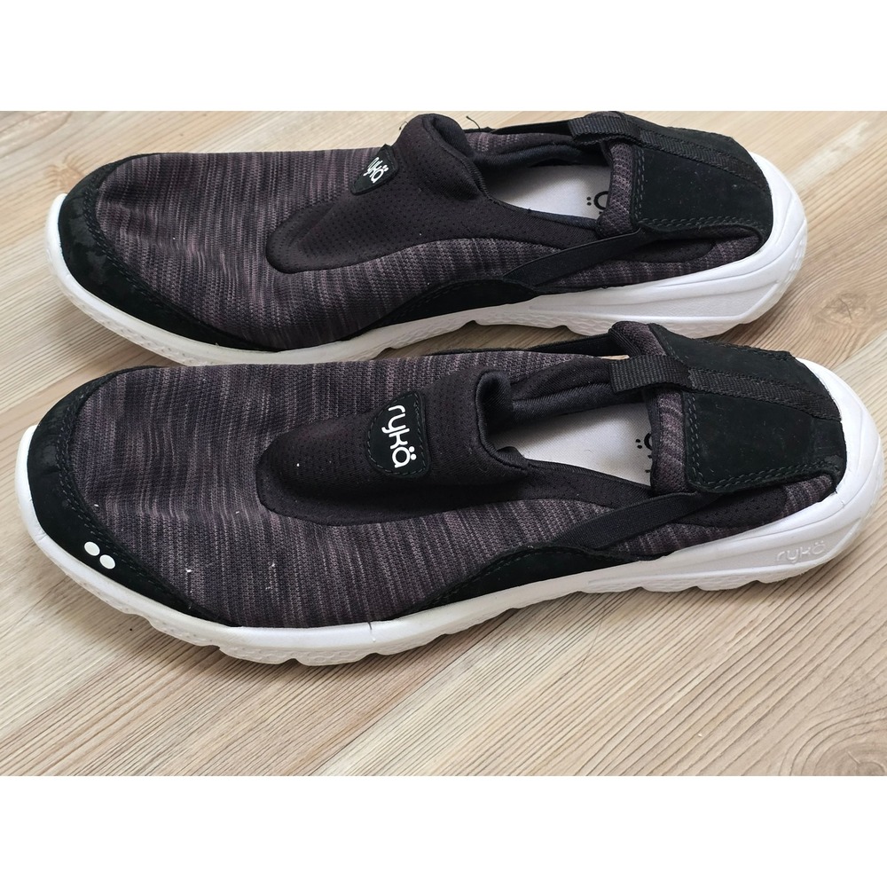 Ryka Helena Womens Slip On Walking Shoes Black Grey Space Dye Sneakers Size 9M